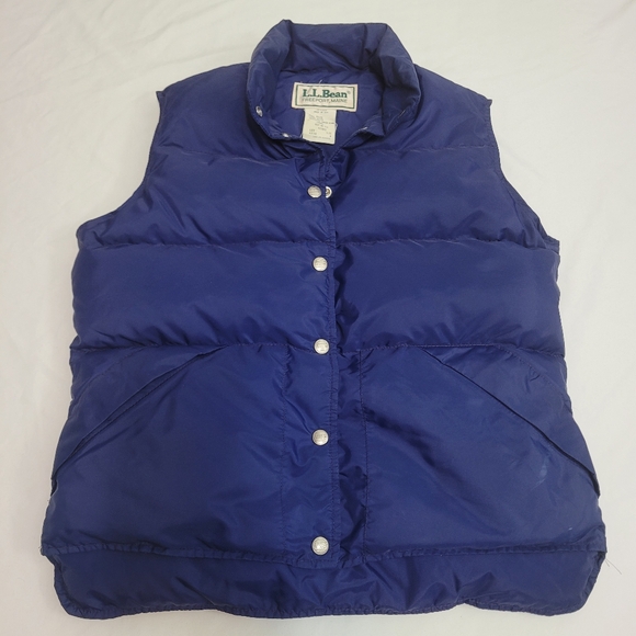 VTG 80s L.L. BEAN Goose Down Button Front Puffer Vest Jacket Blue Women’s Medium - Picture 1 of 10